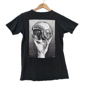 MC Escher T-Shirt Women S Black Art Self Portrait Hand Reflecting Sphere